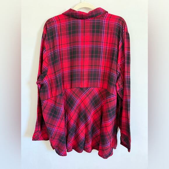 NWT J. Jill Red & Black Plaid Buffalo Check Flannel Button Up Shirt - Size 3X - Picture 2 of 7